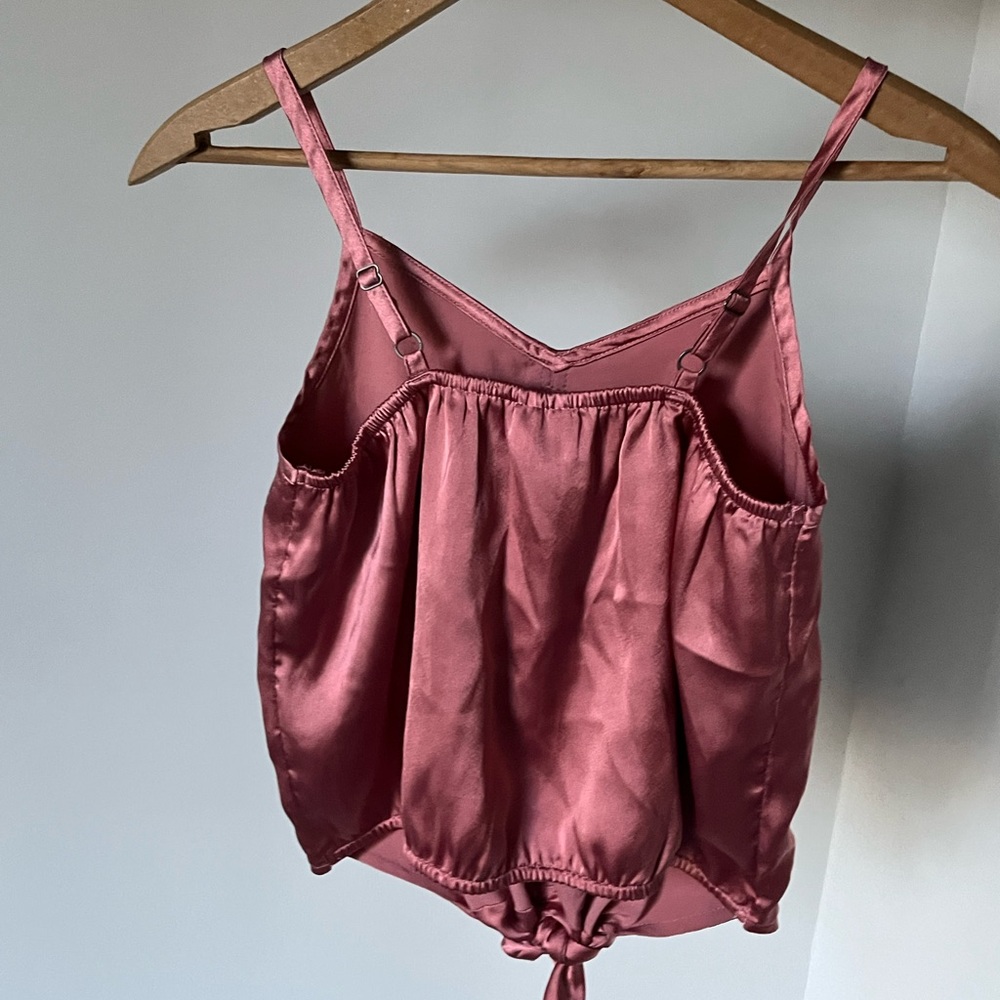 Satin tie front blouse